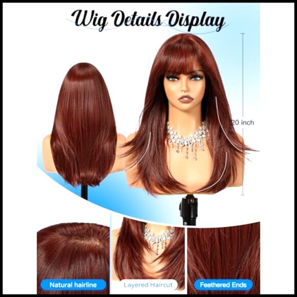Layered Synthetic Wig with Bangs Heat Resistant Natural Look Daily Wear main image 4